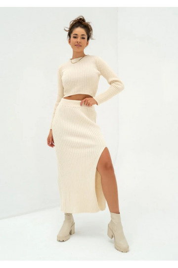Kirry - Beige knitted midi...