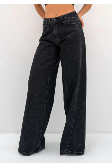 Tiff - Black wide jeans