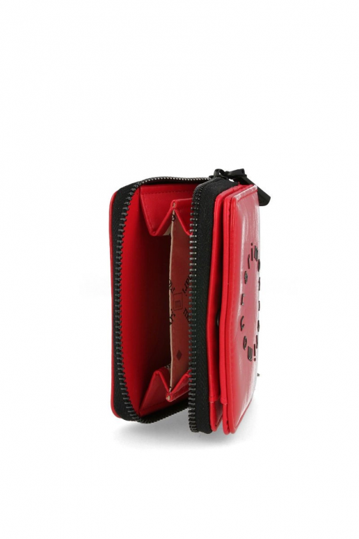 Women's wallet with magnetic closure in red color