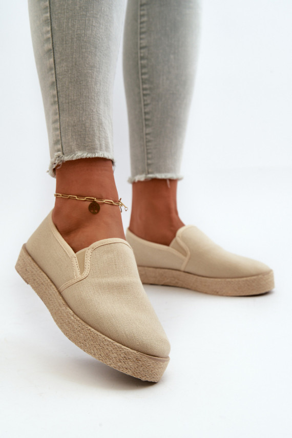 Women's Beige Platform Espadrilles Naloenma