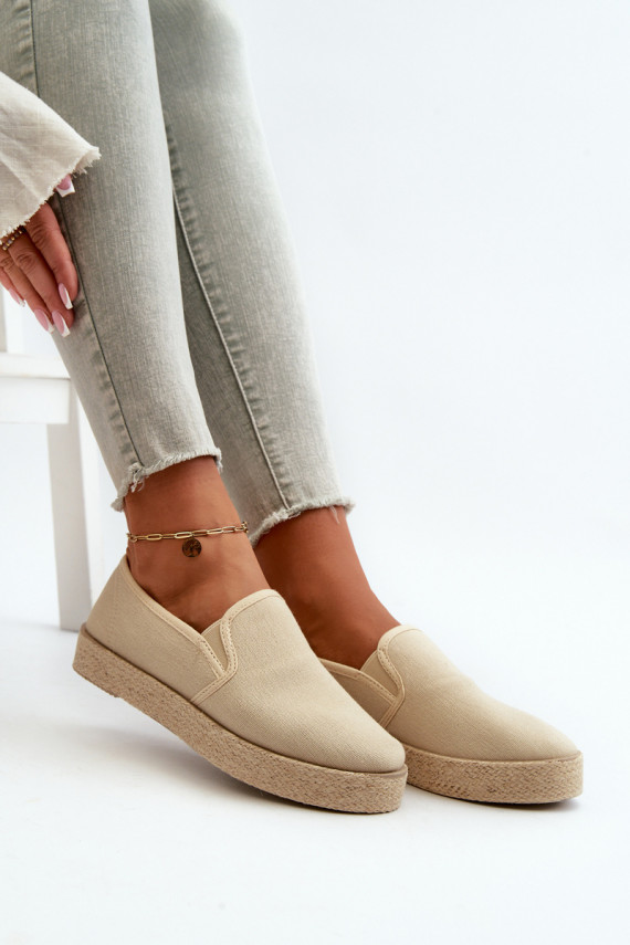 Women's Beige Platform Espadrilles Naloenma