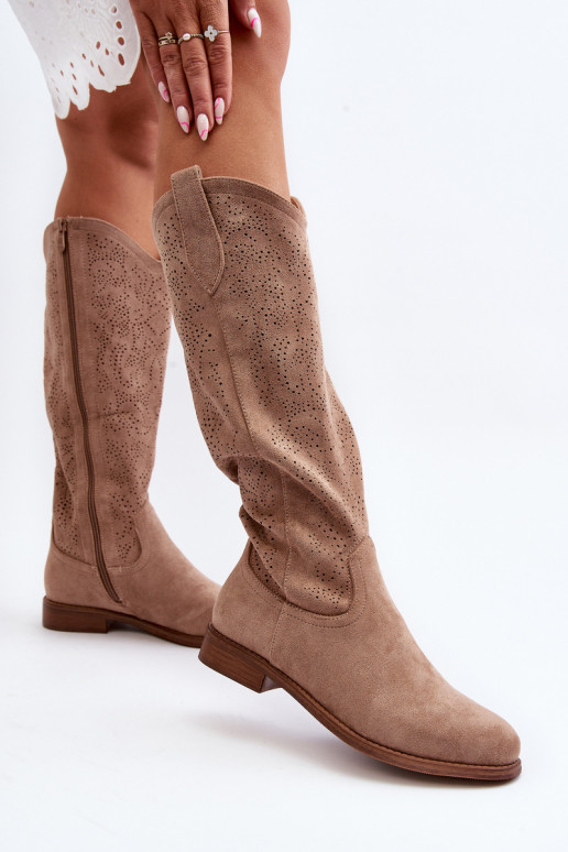 S.Barski HY66-132 Women's Beige Laced Boots S.Barski HY66-132 Women's Beige Laced Boots