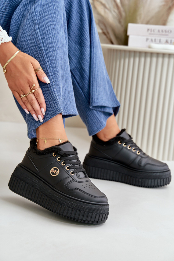 Sneakers Women's Sport Shoes Insulated On Massive Sole Black Verissha