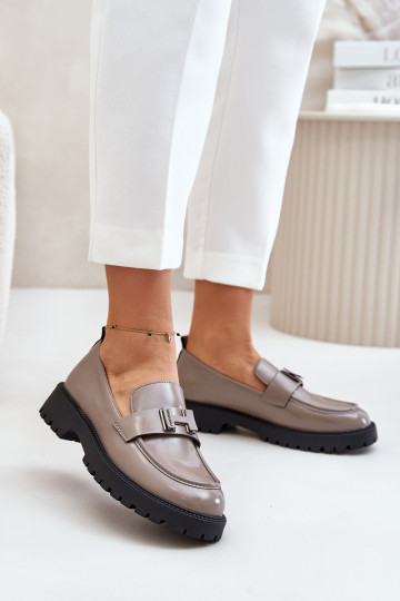 Women's Lacquered Moccasins Vinceza 62187 Grey 2