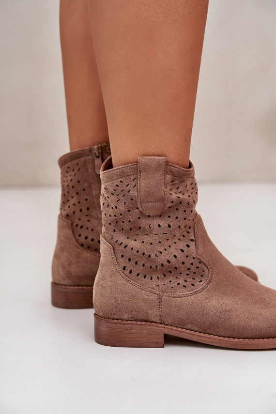 Women's openwork heels with wide heels in brown S.Barski