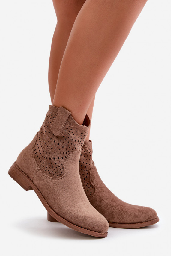 Women's openwork heels with wide heels in brown S.Barski
