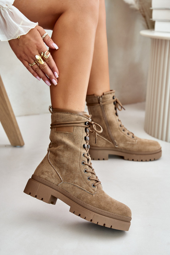 Eco-suede sheepskin boots in beige Savalann