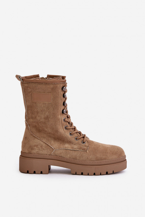 Eco-suede sheepskin boots in beige Savalann