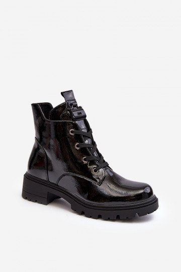 Women's Lacquered Boots with Zip SBarski HY93-91 Black 2