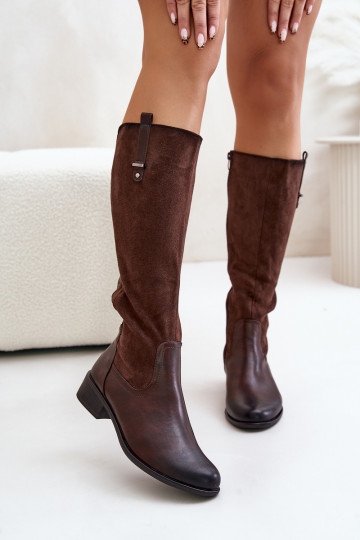 Women's insulated knee-high boots brown Ivasira