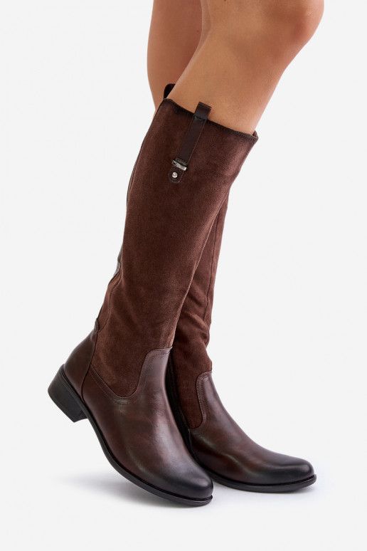 Women's insulated knee-high boots brown Ivasira