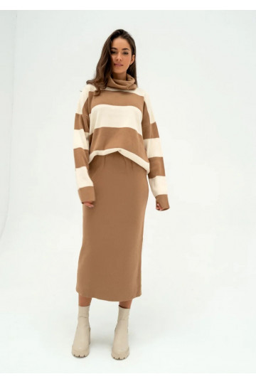 Mishy - Camel brown midi skirt