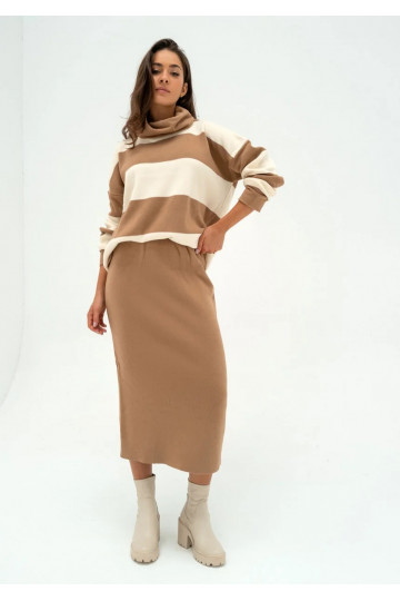 Mishy - Camel brown midi skirt 2
