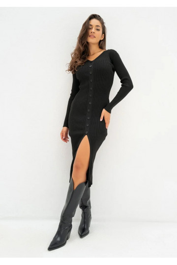 Miley - Black knitted midi...