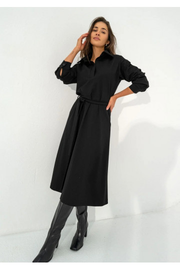 Madeline - Black midi dress