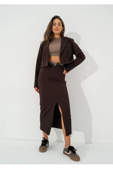 Cora - Brown midi skirt