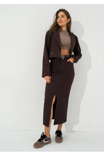 Cora - Brown midi skirt 2