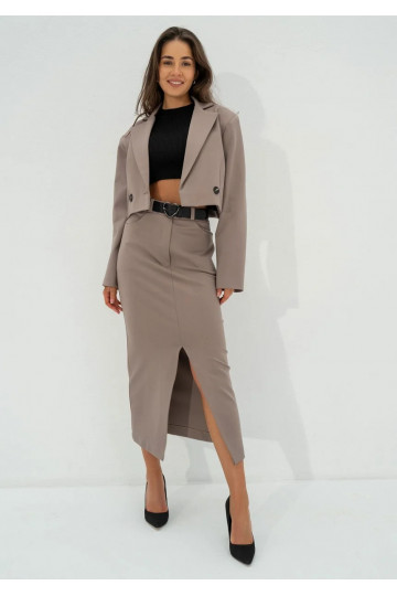 Cora - Latte beige midi skirt