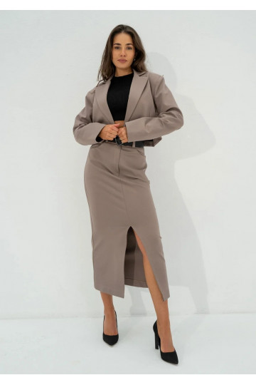 Cora - Latte beige midi skirt 2