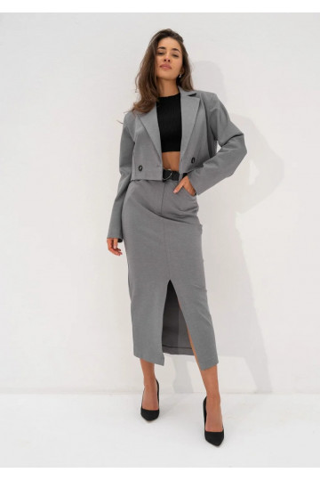 Cora - Melange grey midi skirt 2