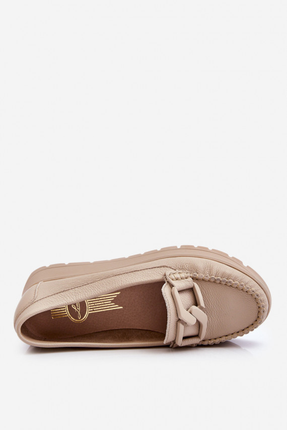 Platform loafers with ornaments in beige Zazoo