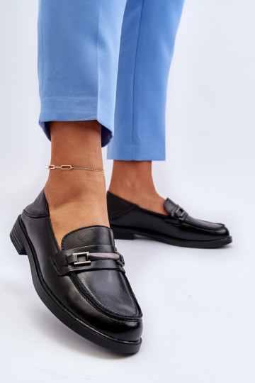 Women's Black Leather Loafers Nurea 2