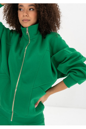 Based - Kelly green oversize zipped sweatshirt 2