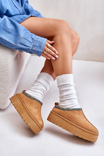 Women's platform slippers in brown Neroma