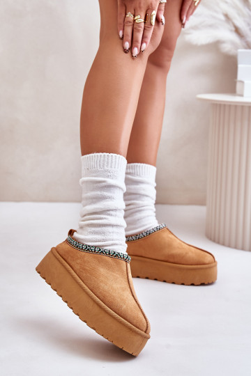 Women's platform slippers in brown Neroma 2