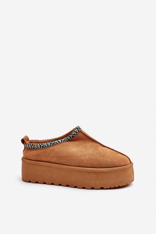 Women's platform slippers in brown Neroma