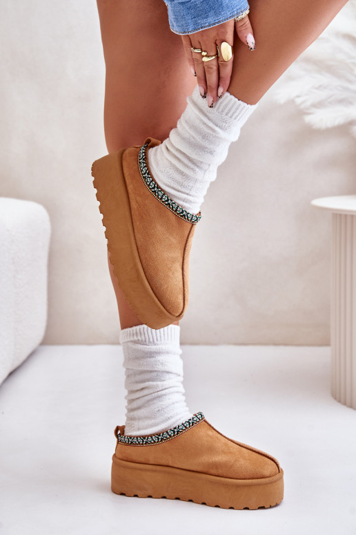 Women's platform slippers in brown Neroma