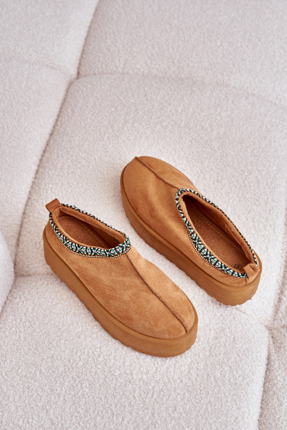 Women's platform slippers in brown Neroma