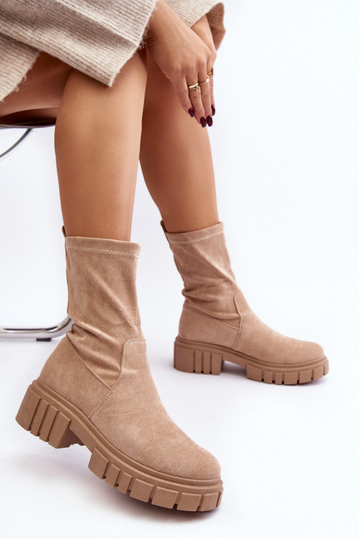 Slip-on ankle boots with flat heel beige Divella Slip-on ankle boots with flat heel beige Divella