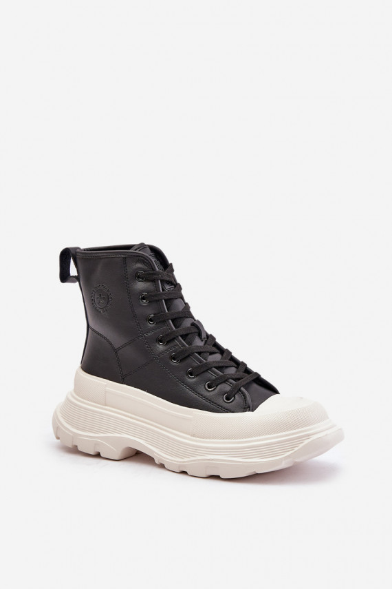 Leather Insulated Sneakers On Massive Platform Big Star OO274A599 Black