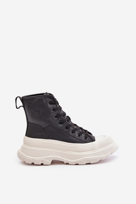 Leather Insulated Sneakers On Massive Platform Big Star OO274A599 Black