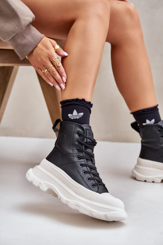 Leather Insulated Sneakers On Massive Platform Big Star OO274A599 Black