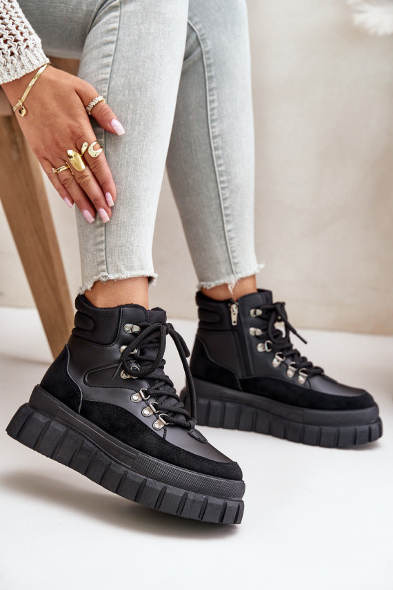 Women's Insulated Ankle Boots On Platform Black Jelenia