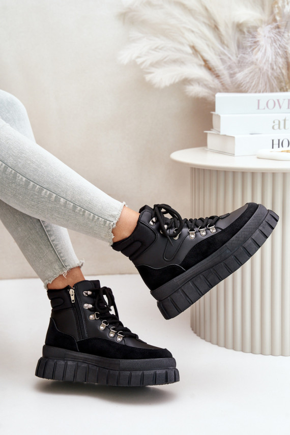 Women's Insulated Ankle Boots On Platform Black Jelenia