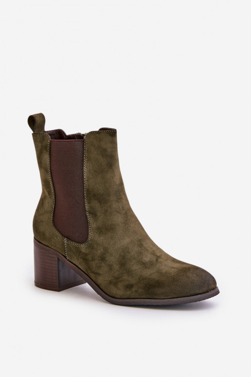 Insulated women's ankle boots on heel dark green Radeya Insulated women's ankle boots on heel dark green Radeya