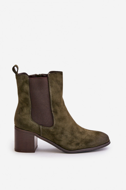 Insulated women's ankle boots on heel dark green Radeya Insulated women's ankle boots on heel dark green Radeya