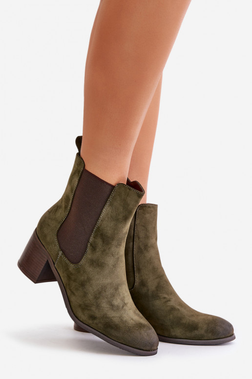 Insulated women's ankle boots on heel dark green Radeya Insulated women's ankle boots on heel dark green Radeya