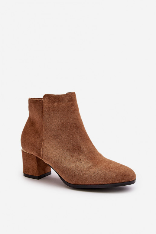 Eco Suede Ankle Boots With Heel Zipper Closure Camel Sairis Eco Suede Ankle Boots With Heel Zipper Closure Camel Sairis