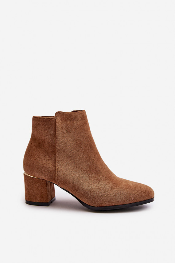 Eco Suede Ankle Boots With Heel Zipper Closure Camel Sairis