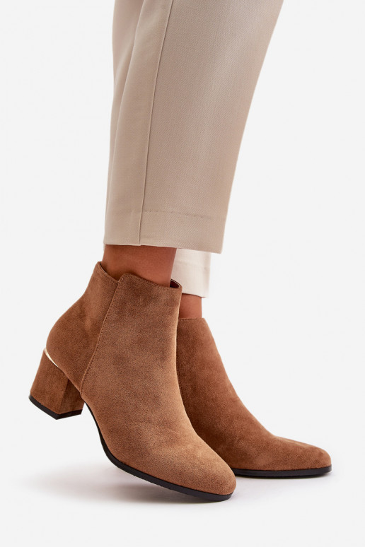 Eco Suede Ankle Boots With Heel Zipper Closure Camel Sairis Eco Suede Ankle Boots With Heel Zipper Closure Camel Sairis