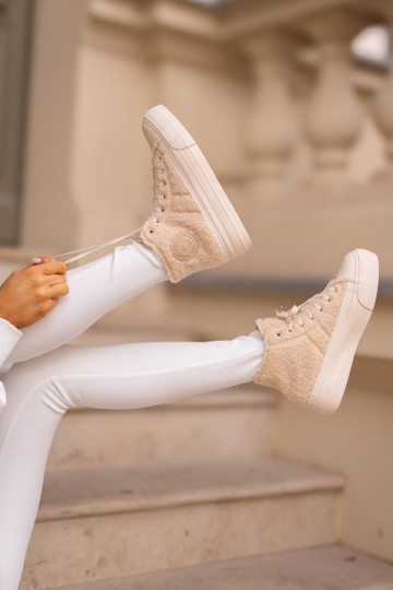 Insulated Women's Sneakers With Sheepskin Type Big Star OO274A444 Beige 2