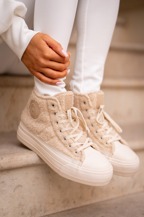 Insulated Women's Sneakers With Sheepskin Type Big Star OO274A444 Beige