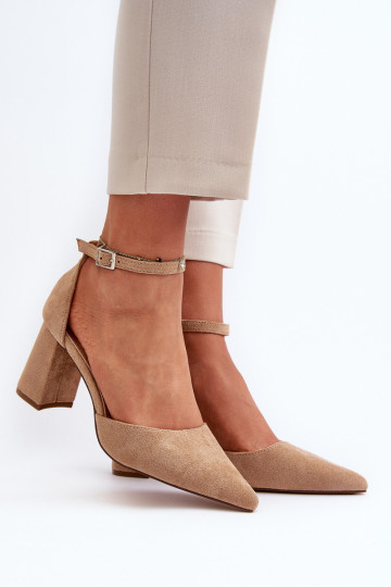 High Heel Pumps With Pointed Toes Beige Eco Suede Halene 2