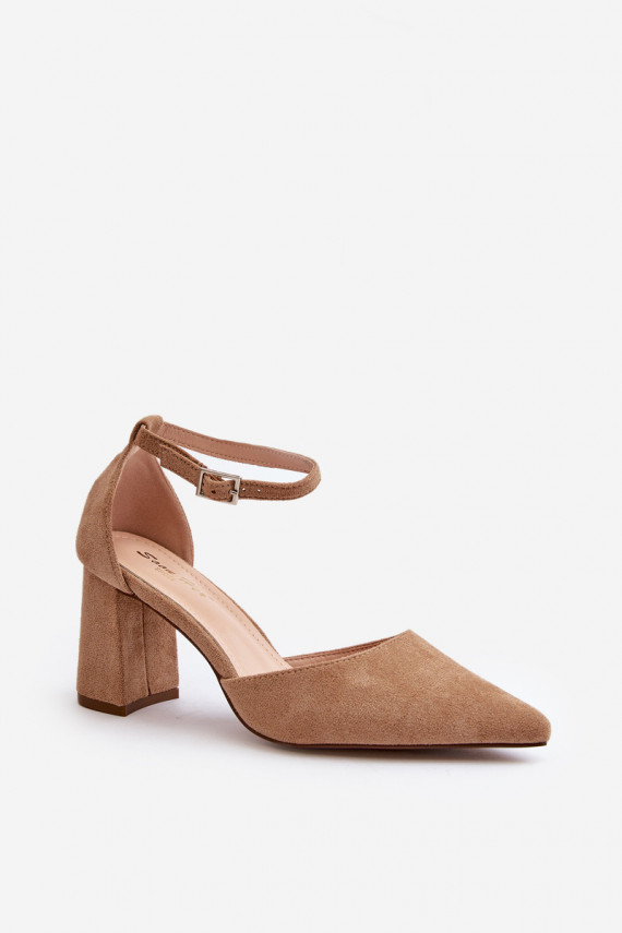 High Heel Pumps With Pointed Toes Beige Eco Suede Halene