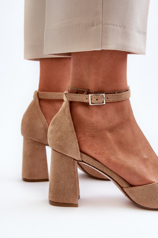 High Heel Pumps With Pointed Toes Beige Eco Suede Halene
