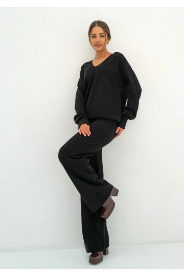 Akari - Black knitted trousers 2